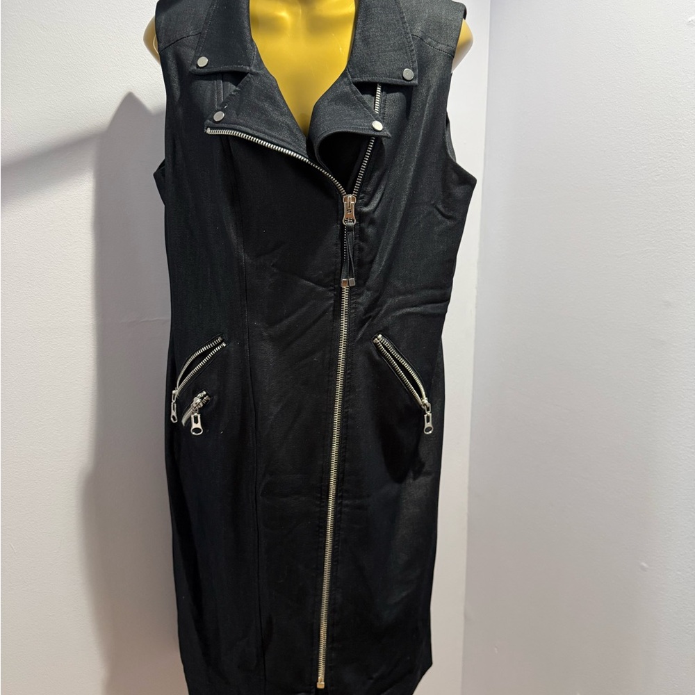 Calvin Klein Navy Denim Dress Sleeveless Casual Minimalist Classic